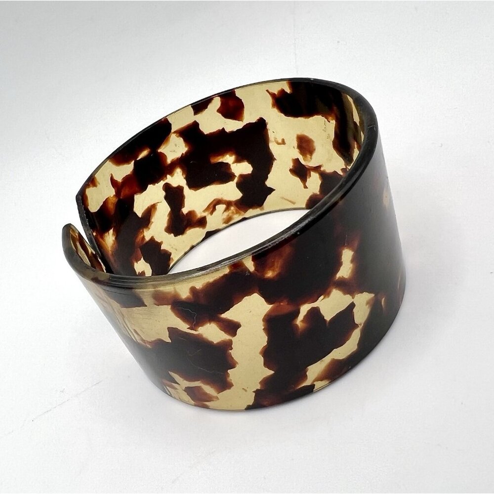 Vintage Translucent Faux Tortoise Shell  Wide Cuff Bracelet - Picture 3 of 7